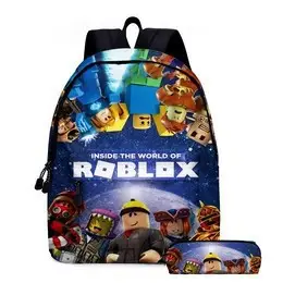 roblox Backpack Primary and Middle School Schoolbag Children's Backpack Cartoon Cartoon Backpack Lunch Bag Pencil Bag