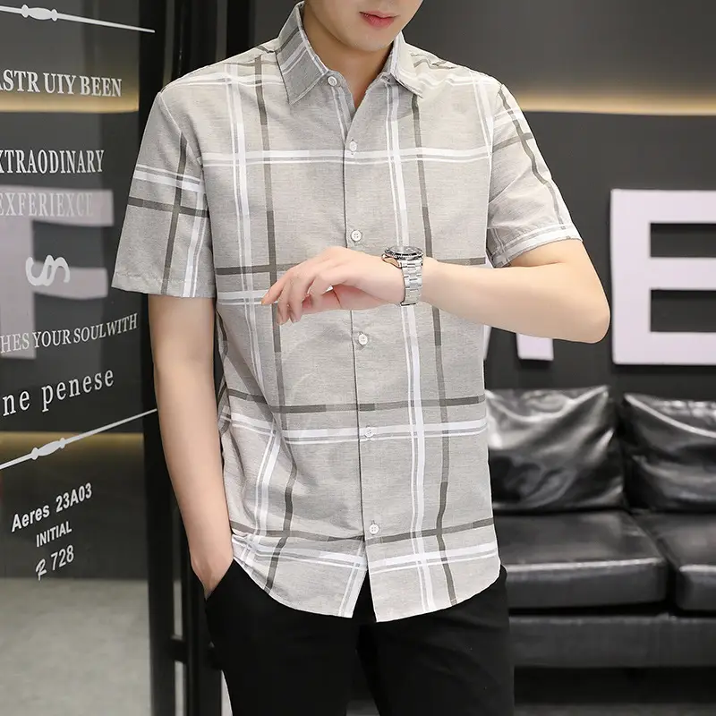 Men Korean Style Short Sleeve Shirt with Star Print
