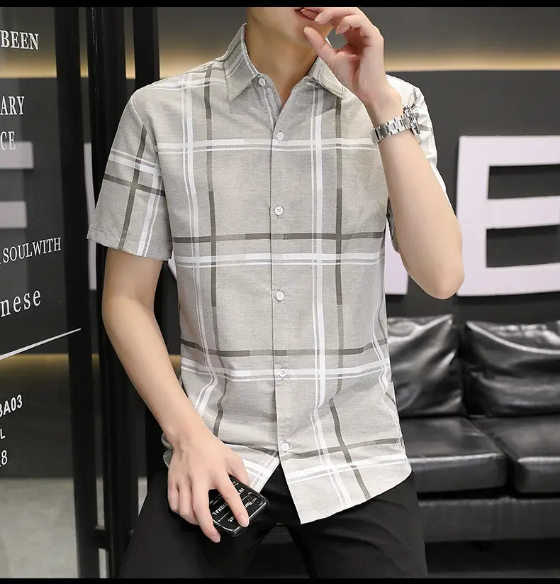 Men Korean Style Short Sleeve Shirt with Star Print — feature 10