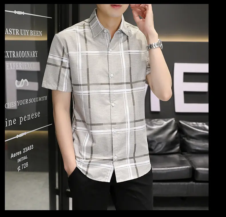 Men Korean Style Short Sleeve Shirt with Star Print — feature 12