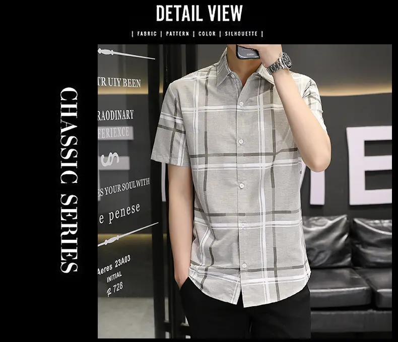 Men Korean Style Short Sleeve Shirt with Star Print — feature 13