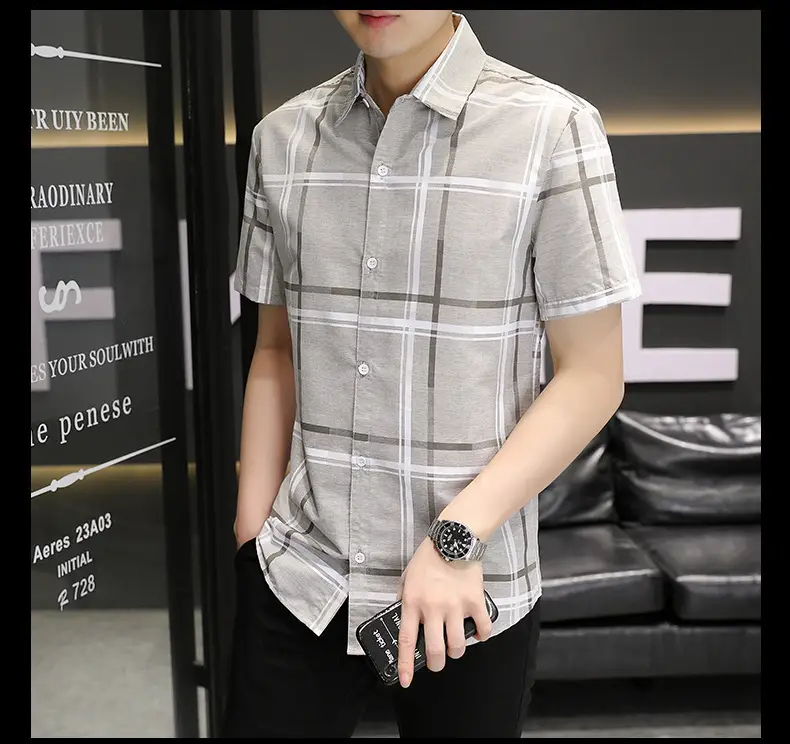 Men Korean Style Short Sleeve Shirt with Star Print — feature 14