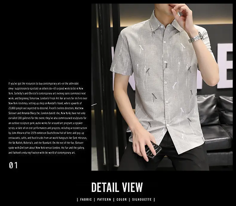 Men Korean Style Short Sleeve Shirt with Star Print — feature 23