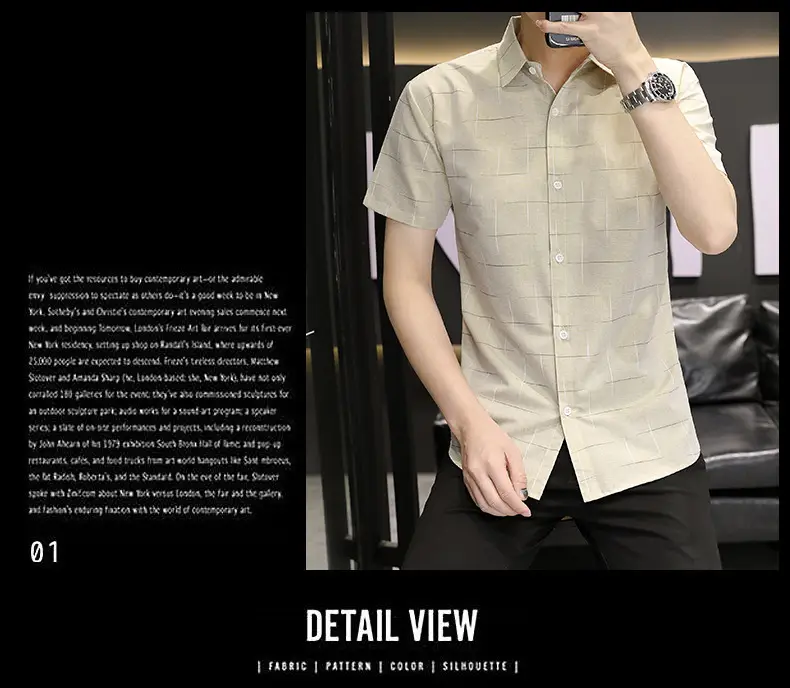 Men Korean Style Short Sleeve Shirt with Star Print — feature 35