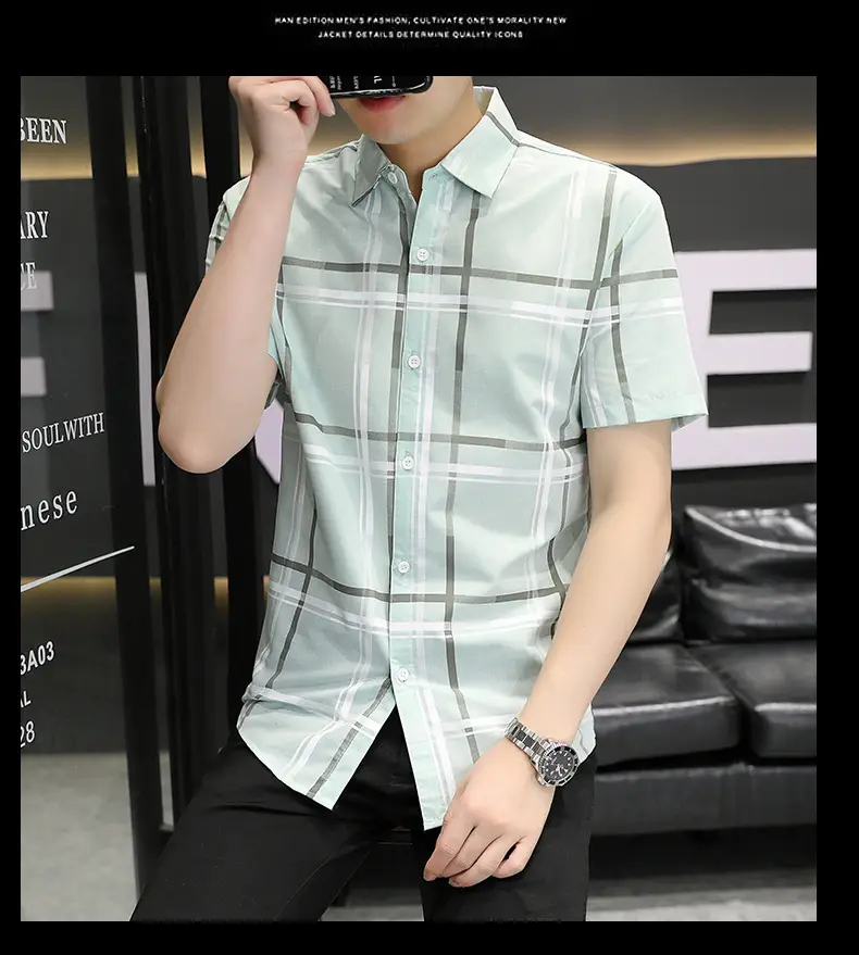 Men Korean Style Short Sleeve Shirt with Star Print — feature 6