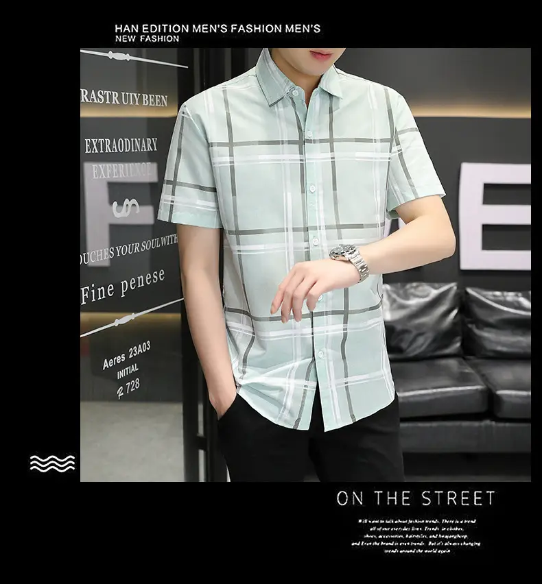 Men Korean Style Short Sleeve Shirt with Star Print — feature 7