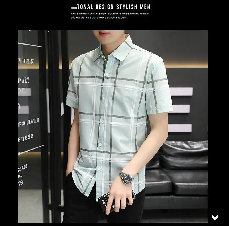 Men Korean Style Short Sleeve Shirt with Star Print — feature 8
