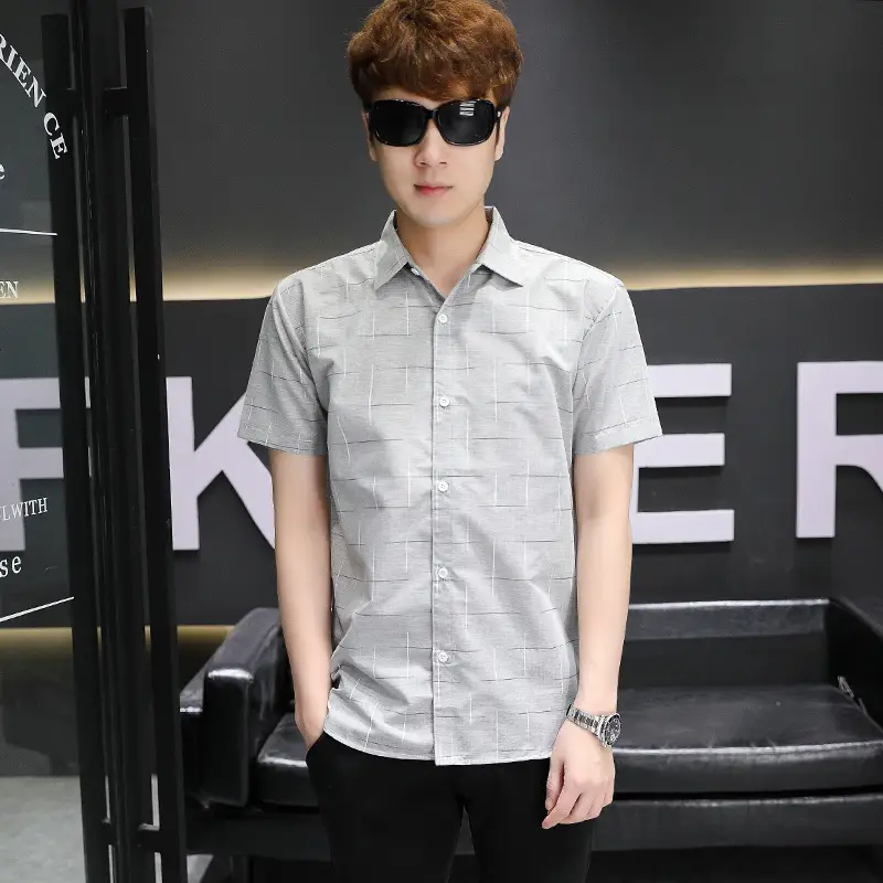 Men Korean Style Short Sleeve Shirt with Star Print