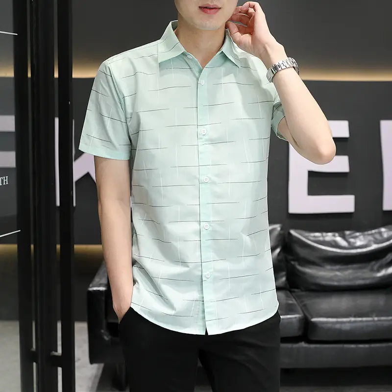 Men Korean Style Short Sleeve Shirt with Star Print
