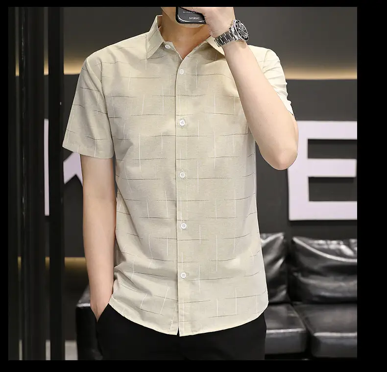 Men Korean Style Short Sleeve Shirt with Star Print