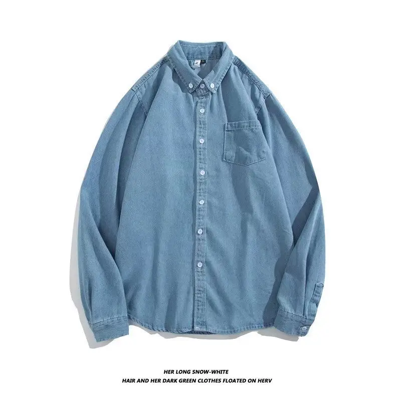Men's Blue Denim Long Sleeve Button Shirt - Image 4