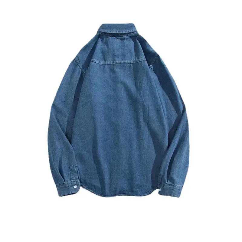 Men's Blue Denim Long Sleeve Button Shirt - Image 7