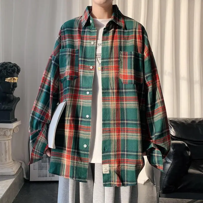 Men's Plaid Oversize Shirt with Salt Coat Design