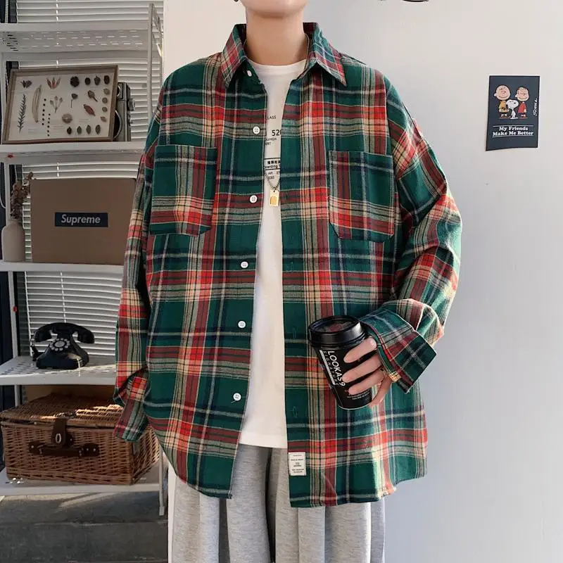 Men's Plaid Oversize Shirt with Salt Coat Design