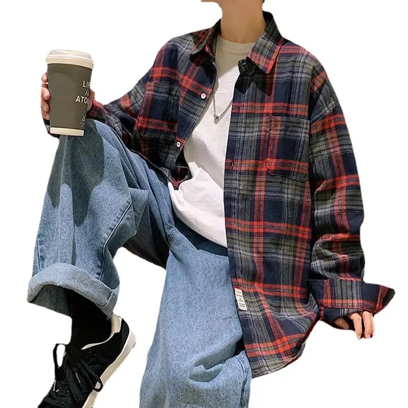 Men's Plaid Oversize Shirt with Salt Coat Design