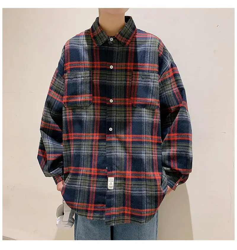 Men's Plaid Oversize Shirt with Salt Coat Design — feature 10