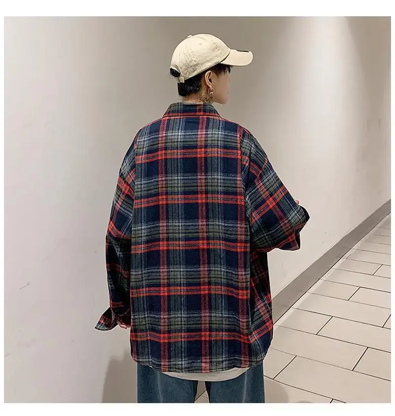 Men's Plaid Oversize Shirt with Salt Coat Design — feature 14