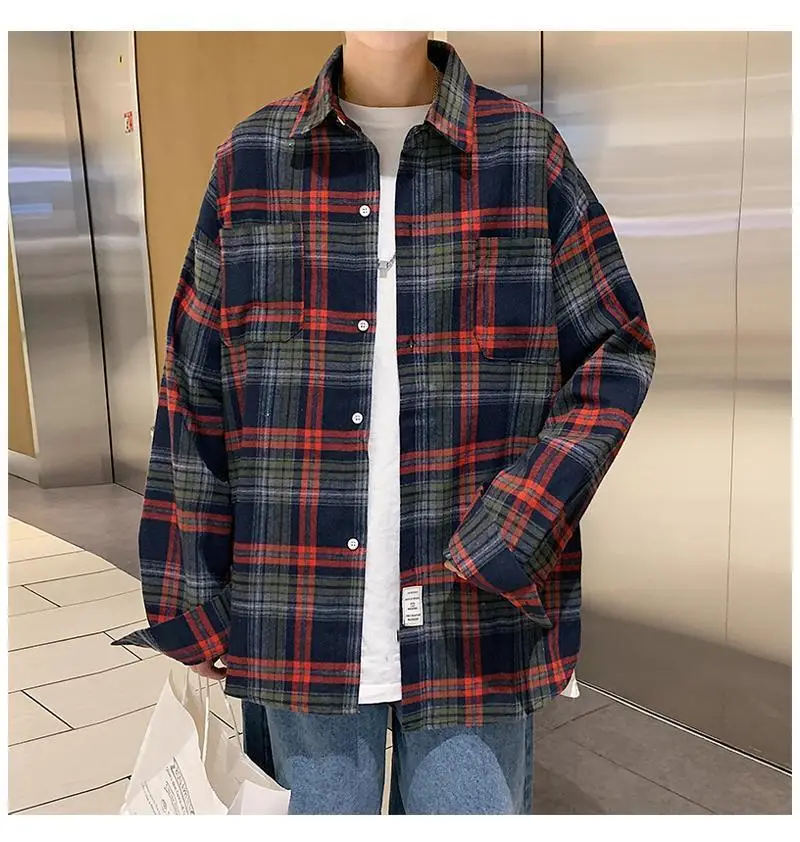 Men's Plaid Oversize Shirt with Salt Coat Design — feature 18