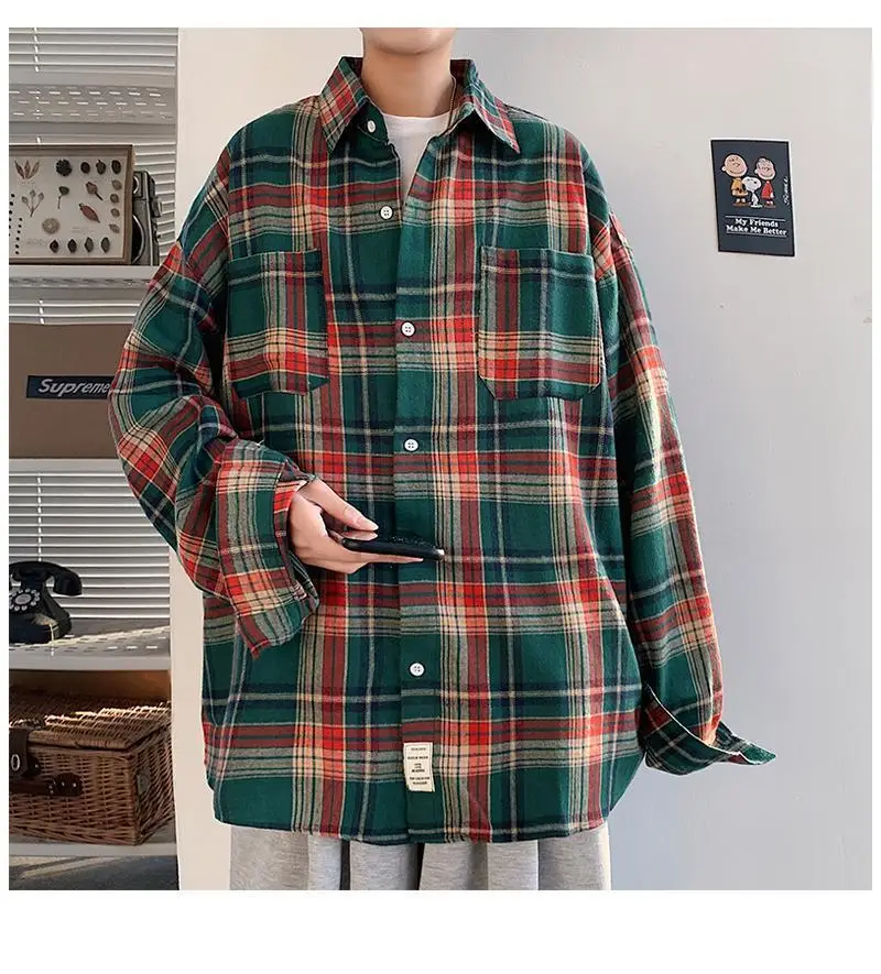 Men's Plaid Oversize Shirt with Salt Coat Design — feature 3
