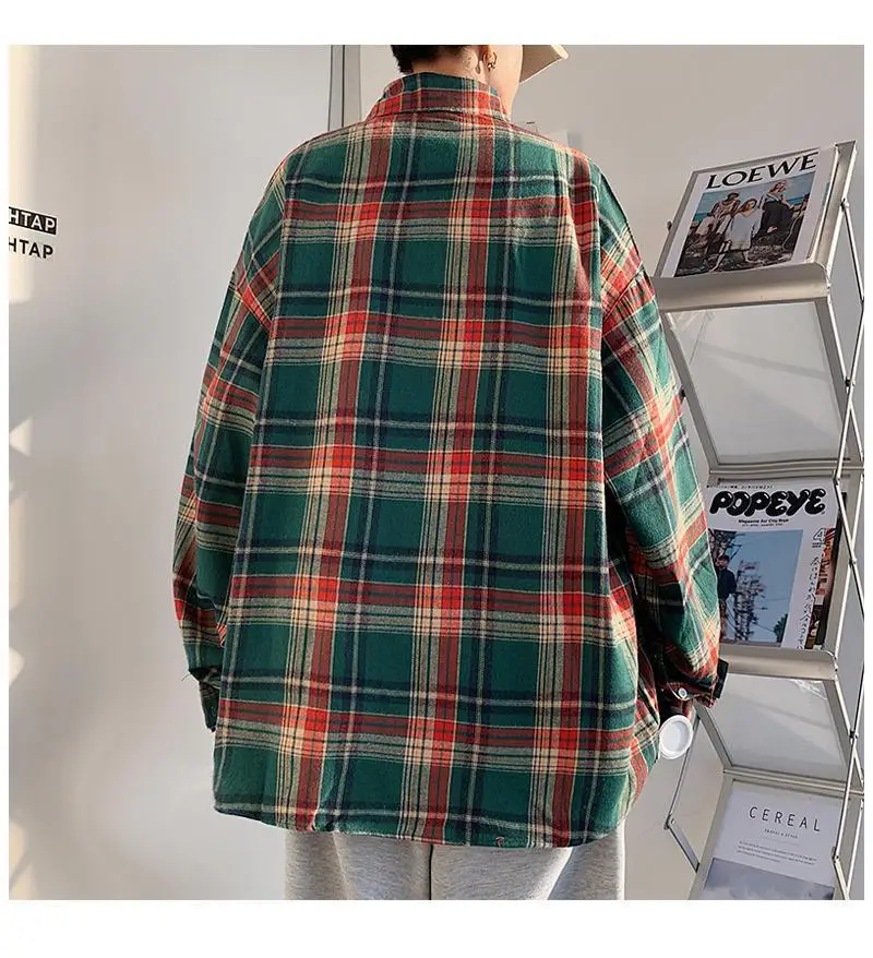 Men's Plaid Oversize Shirt with Salt Coat Design — feature 4
