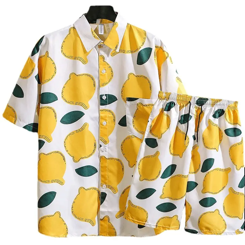 Men's Tropical Print 3Q Sleeve Shirt & Shorts Set - Image 23