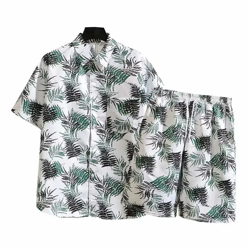 Men's Tropical Print 3Q Sleeve Shirt & Shorts Set - Image 13