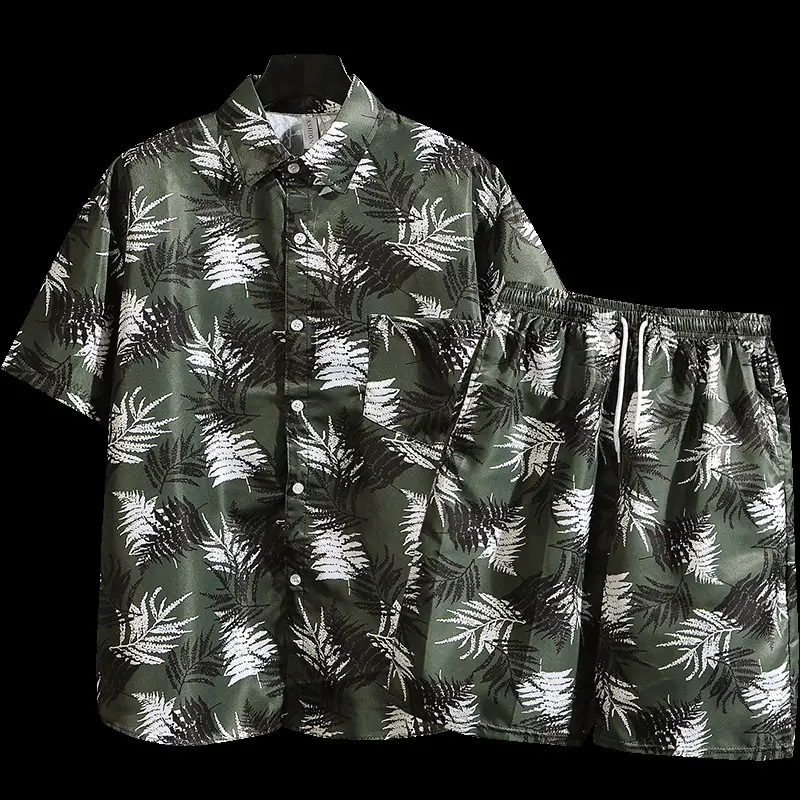 Men's Tropical Print 3Q Sleeve Shirt & Shorts Set - Image 14