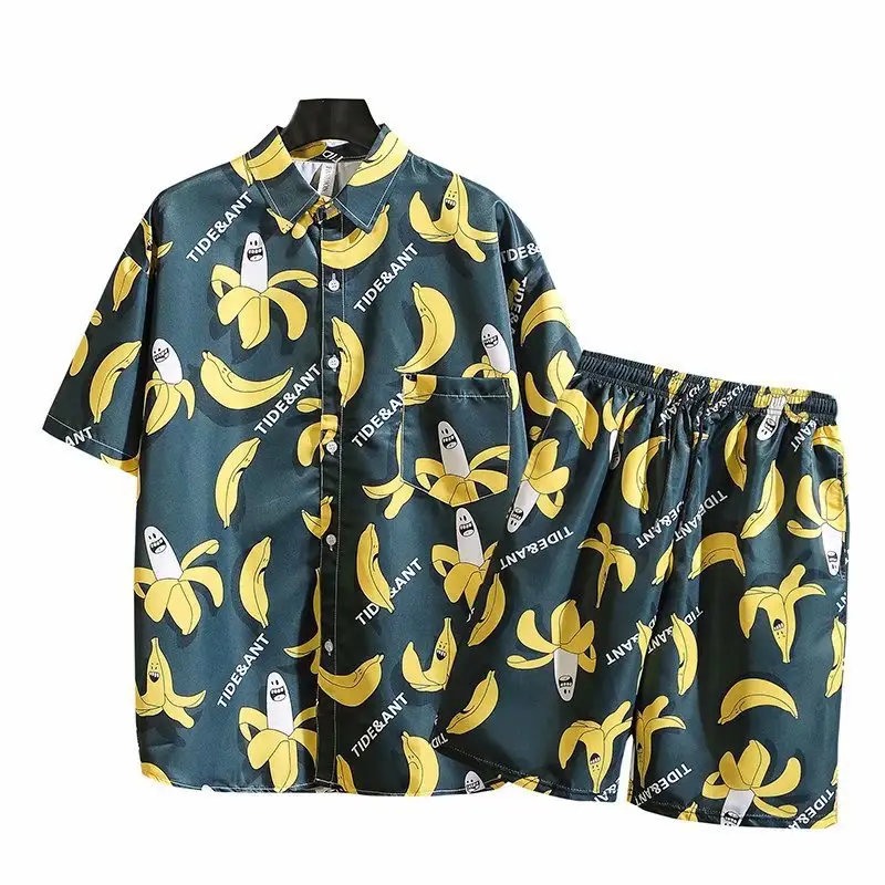Men's Tropical Print 3Q Sleeve Shirt & Shorts Set - Image 16