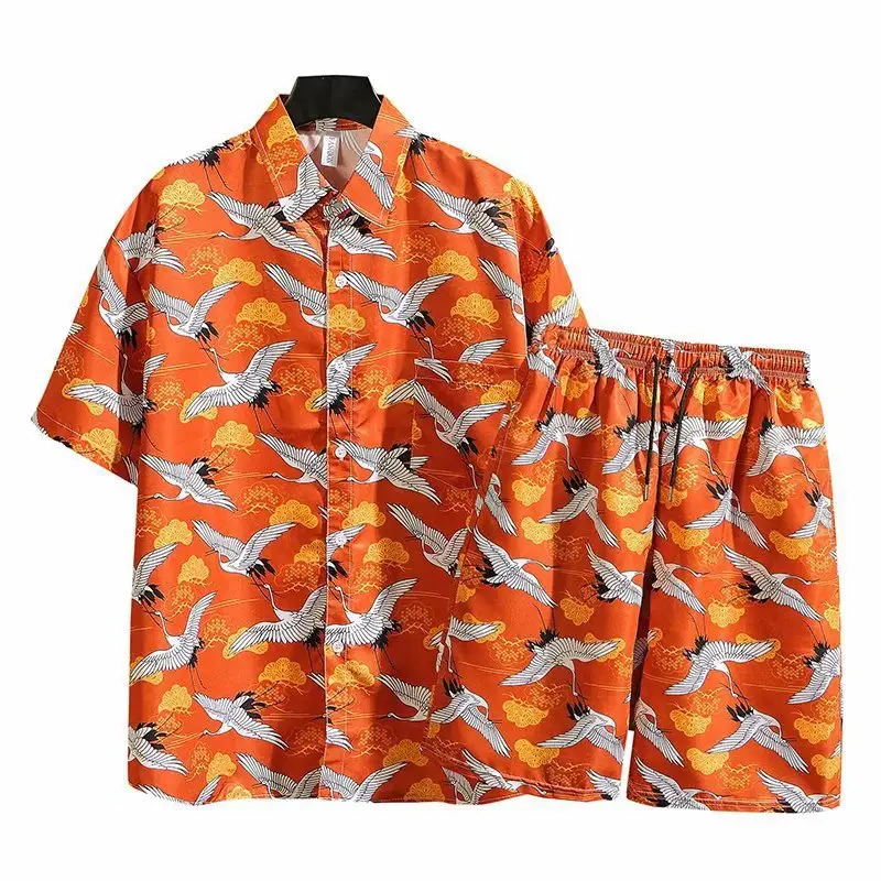 Men's Tropical Print 3Q Sleeve Shirt & Shorts Set - Image 18
