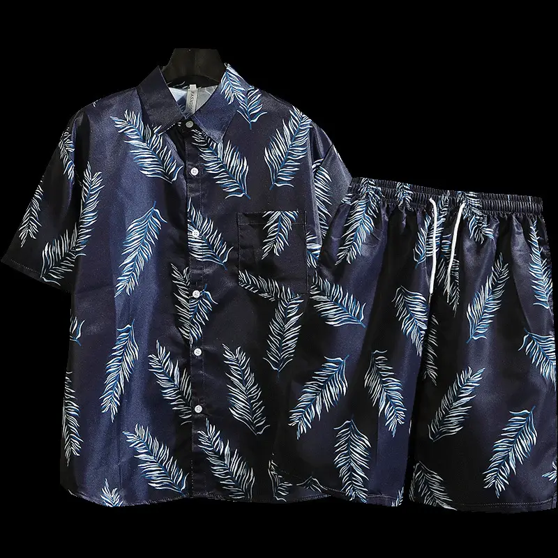 Men's Tropical Print 3Q Sleeve Shirt & Shorts Set - Image 4
