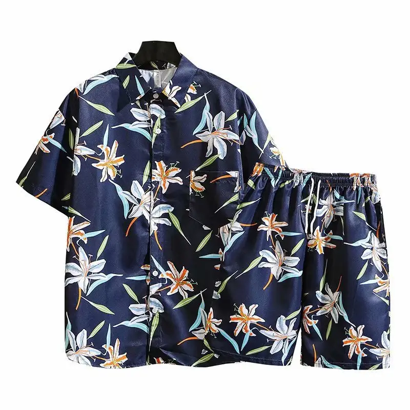 Men's Tropical Print 3Q Sleeve Shirt & Shorts Set - Image 6