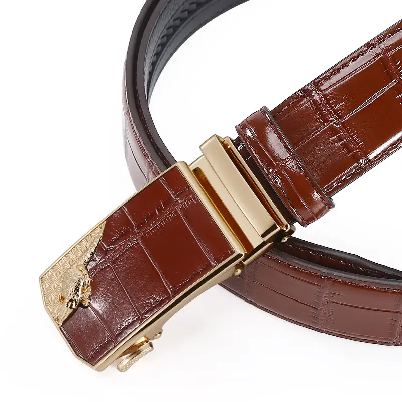 Men's Black Croc Leather Belt with Silver Buckle - Image 6