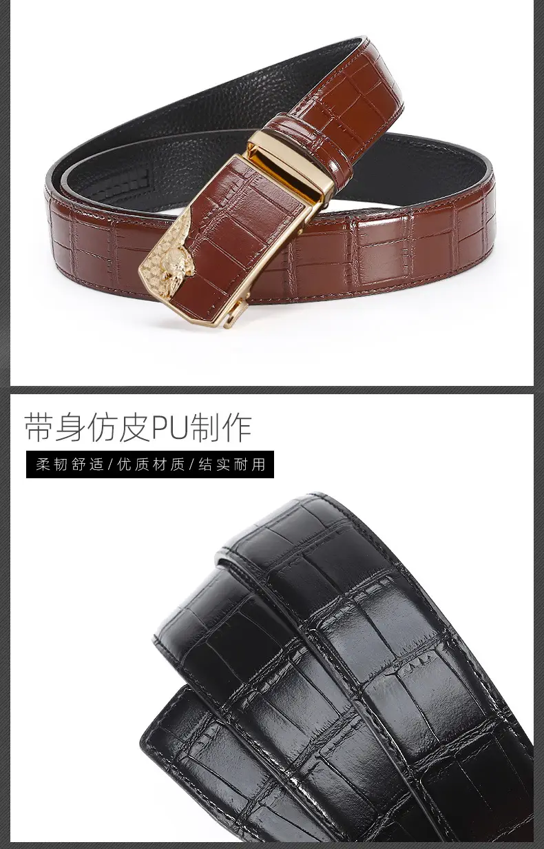 Men's Black Croc Leather Belt with Silver Buckle β feature 2