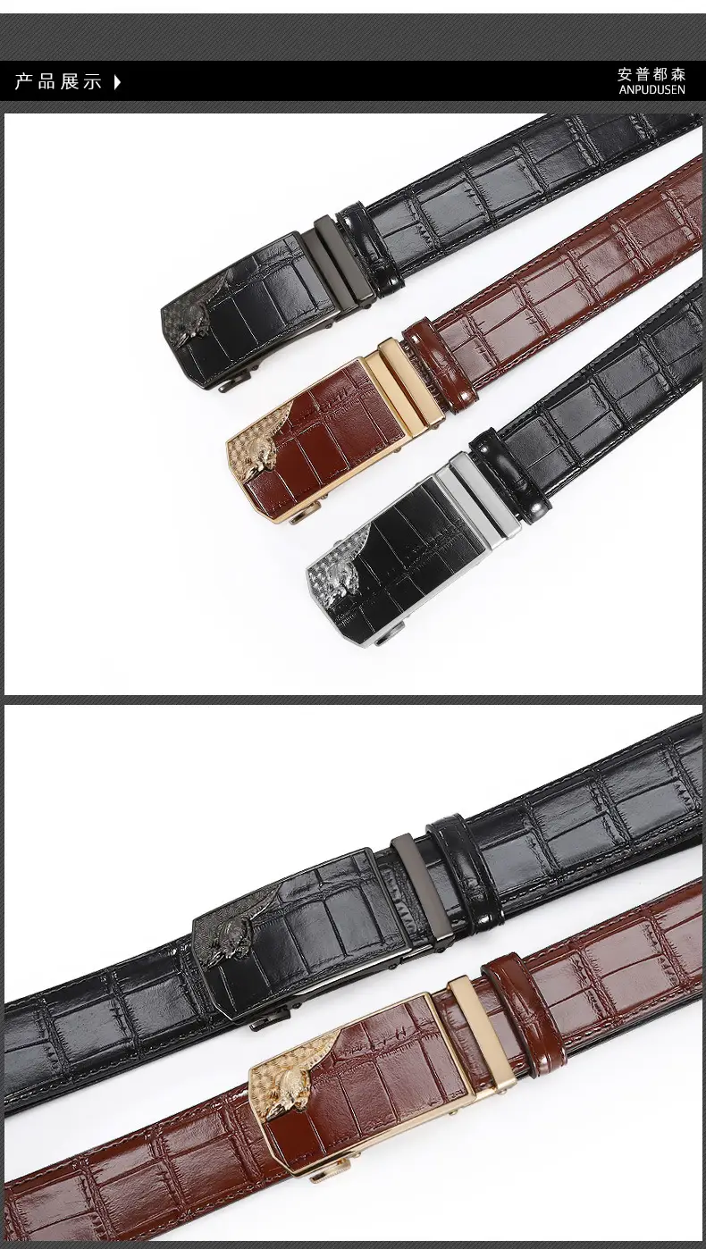 Men's Black Croc Leather Belt with Silver Buckle β feature 5