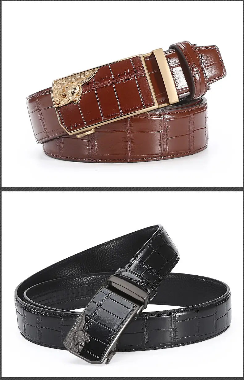 Men's Black Croc Leather Belt with Silver Buckle β feature 6