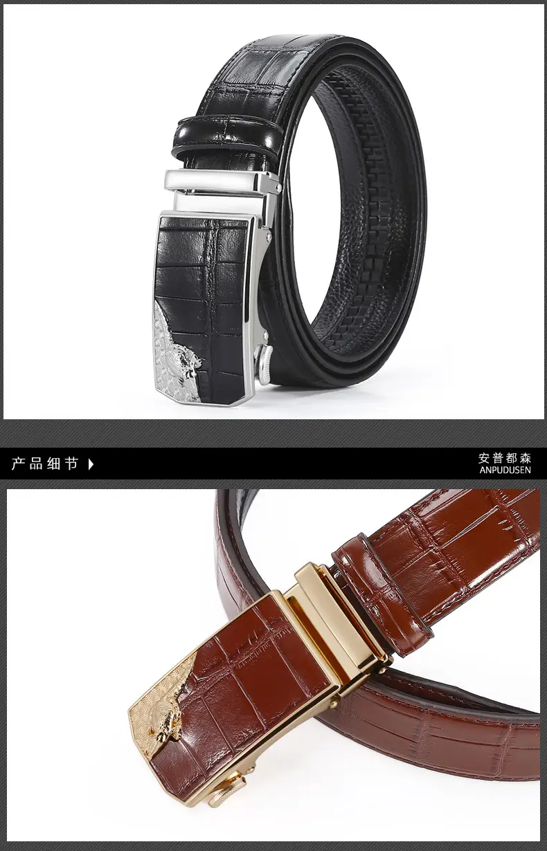 Men's Black Croc Leather Belt with Silver Buckle β feature 7