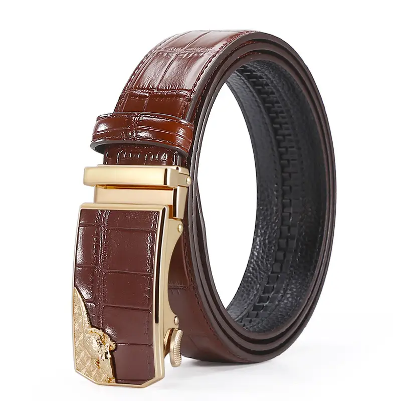 Men's Black Croc Leather Belt with Silver Buckle