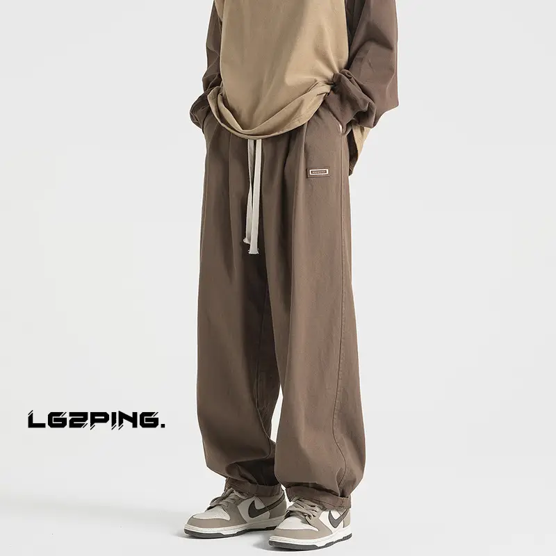 Men's Black Loose Fit Sports Pants Straight Spring Autumn Wear - Image 3