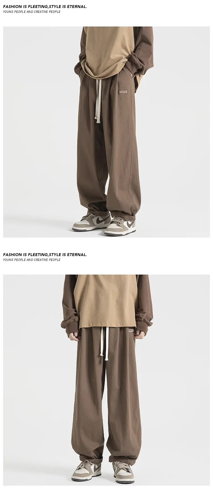 Men's Black Loose Fit Sports Pants Straight Spring Autumn Wear — feature 5