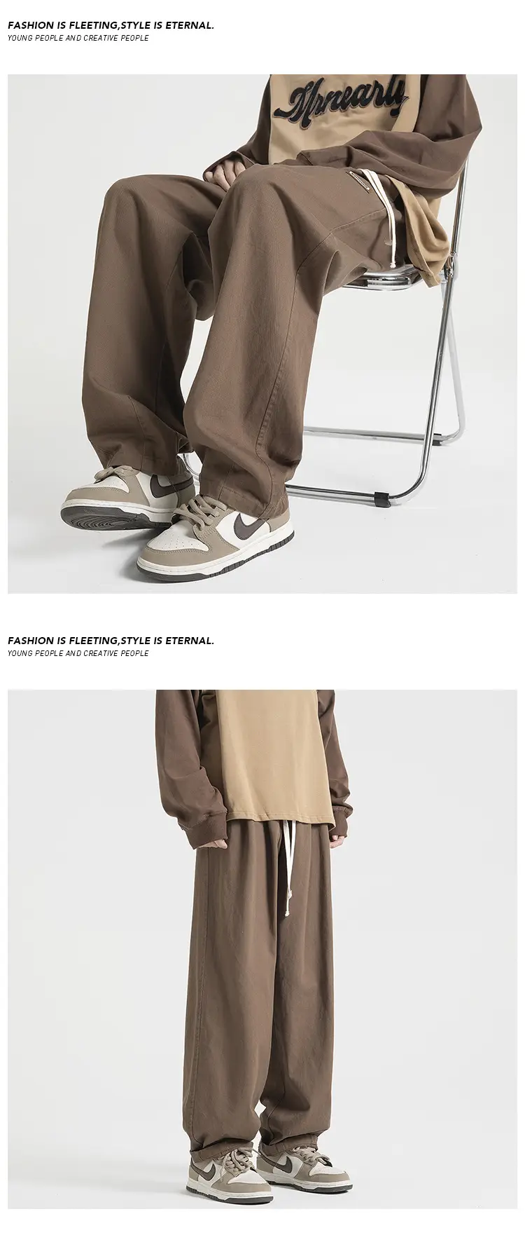 Men's Black Loose Fit Sports Pants Straight Spring Autumn Wear — feature 6