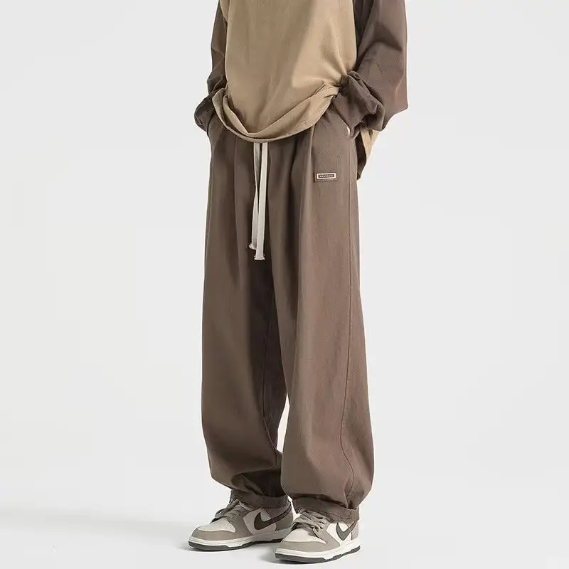 Men's Black Loose Fit Sports Pants Straight Spring Autumn Wear - Image 2