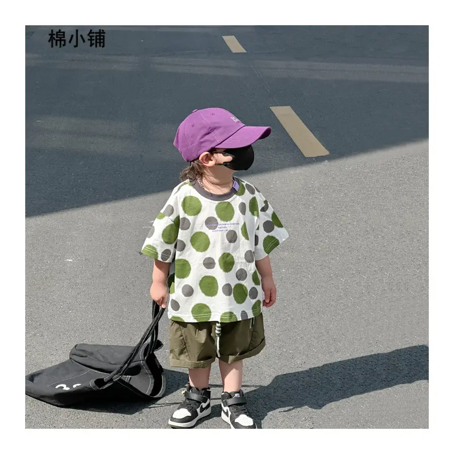 Boys Polka Dot Summer T-Shirt White Purple Black 2025 - Image 2