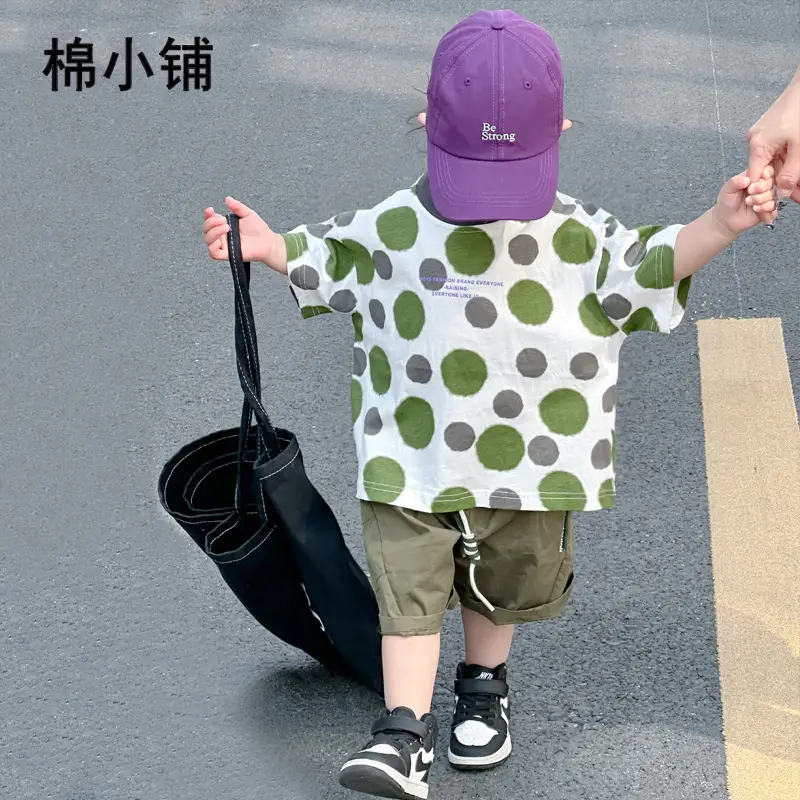 Boys Polka Dot Summer T-Shirt White Purple Black 2025 - Image 3