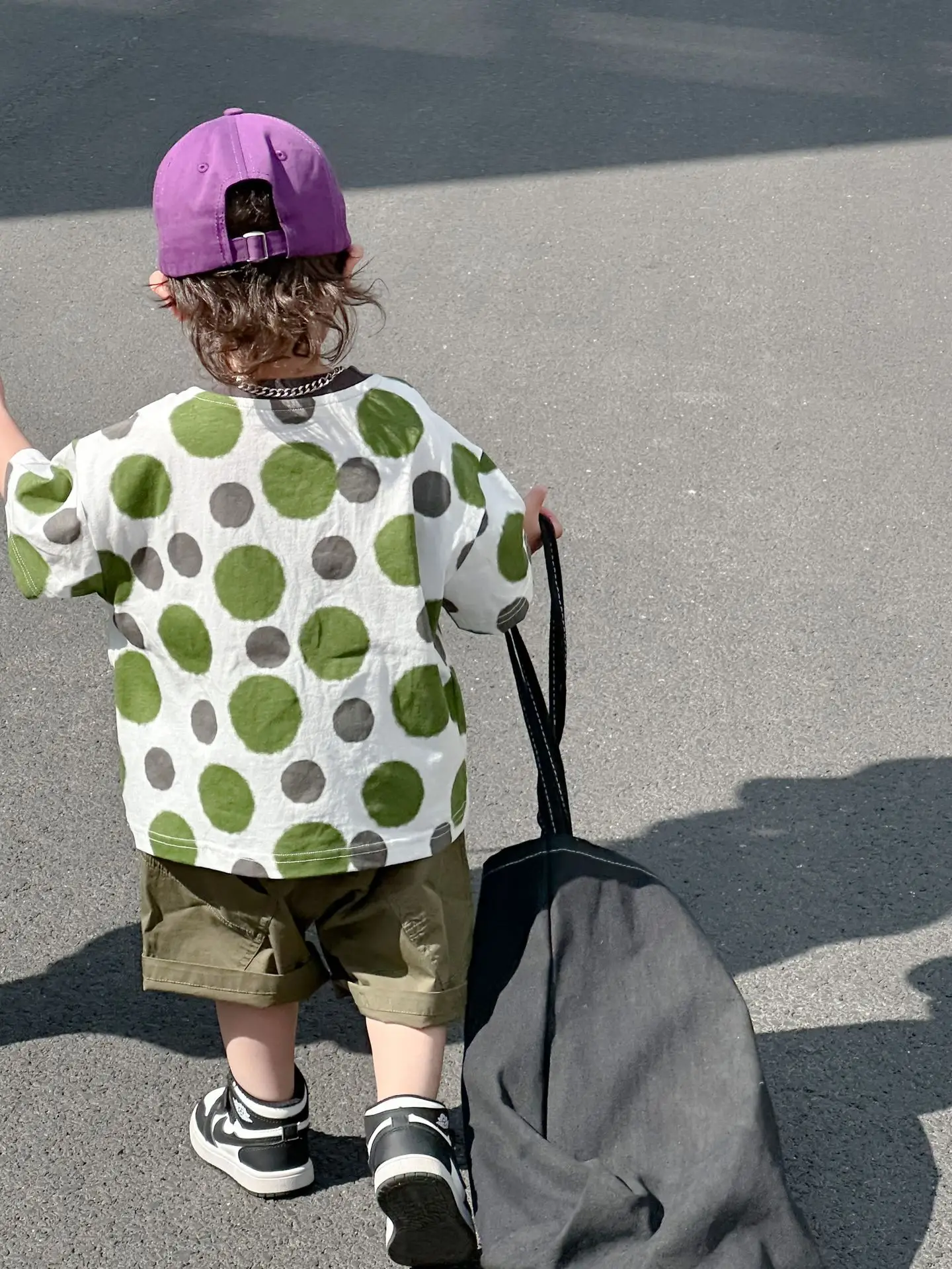 Boys Polka Dot Summer T-Shirt White Purple Black 2025 — feature 6