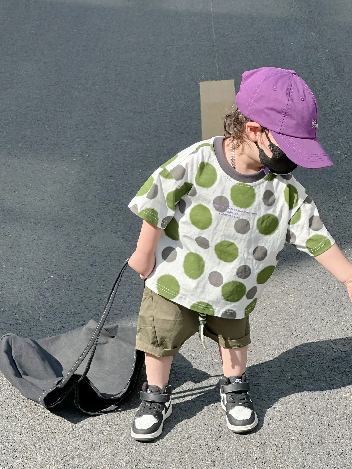 Boys Polka Dot Summer T-Shirt White Purple Black 2025 — feature 7
