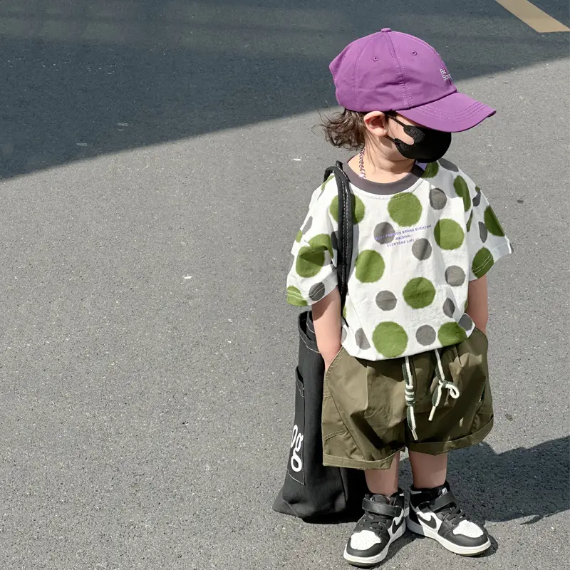 Boys Polka Dot Summer T-Shirt White Purple Black 2025 — feature 9