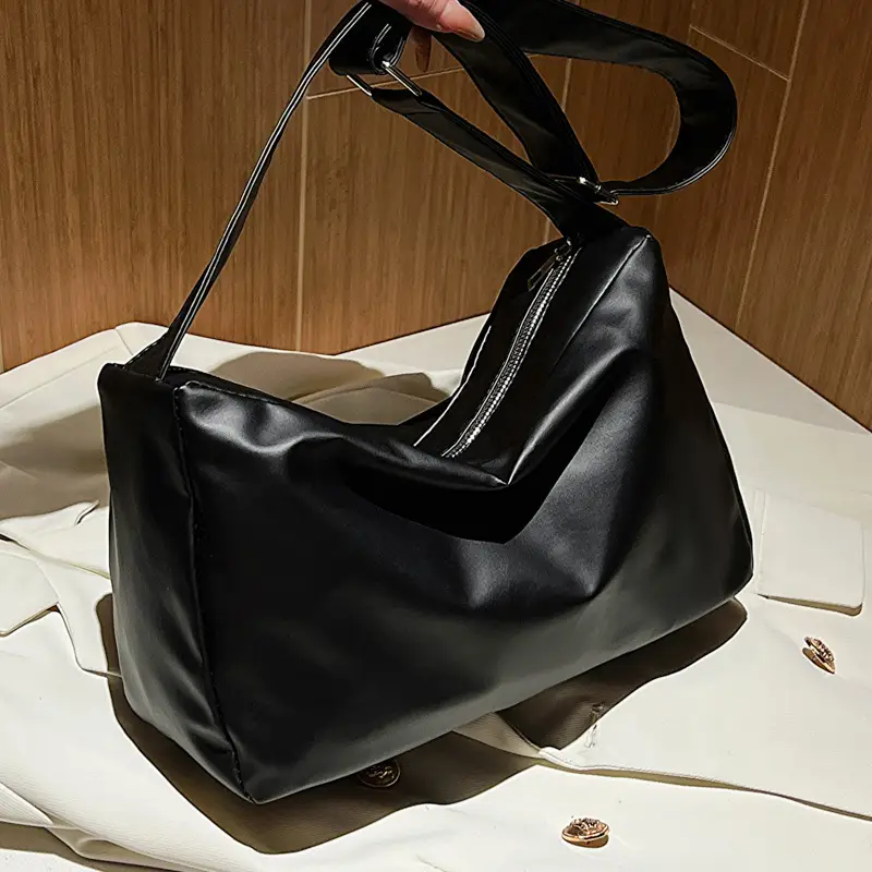 Black Leather Shoulder Bag for Women 2023 Spring Summer - Image 4
