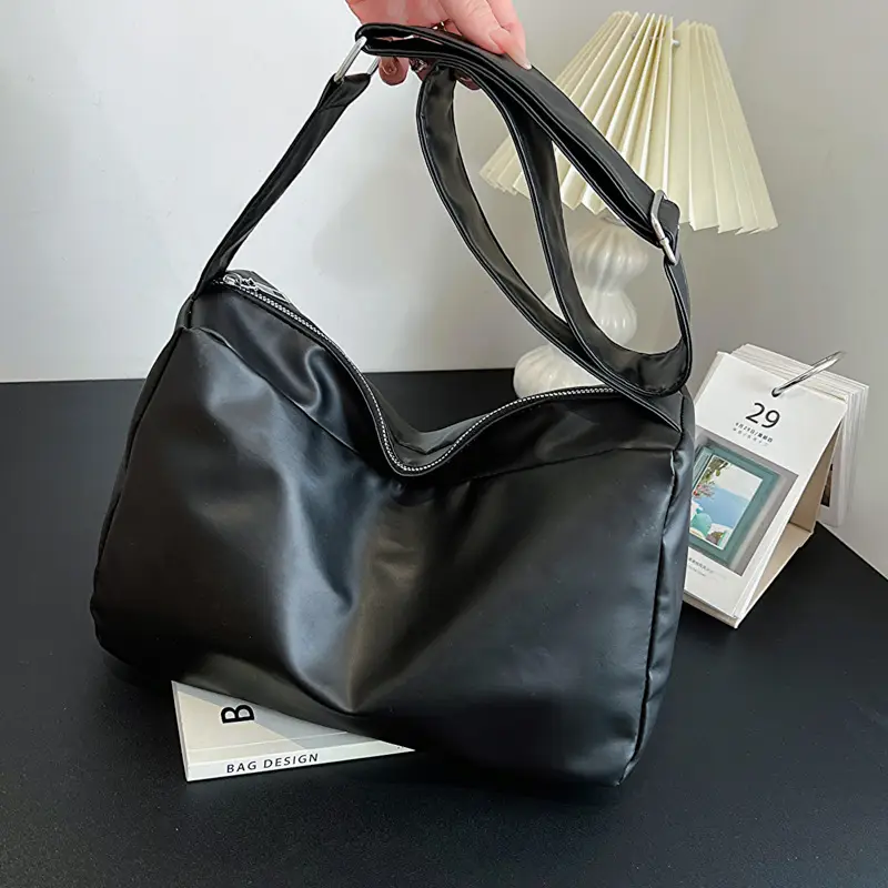 Black Leather Shoulder Bag for Women 2023 Spring Summer - Image 5