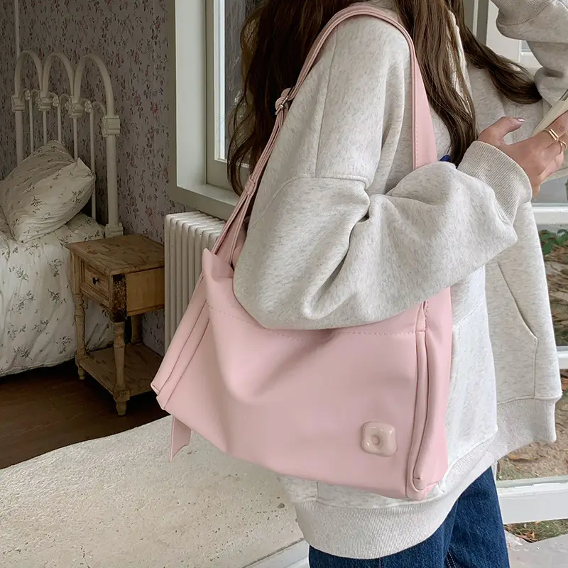 Pink Large Capacity Student Commuting Tote Bag - Image 4