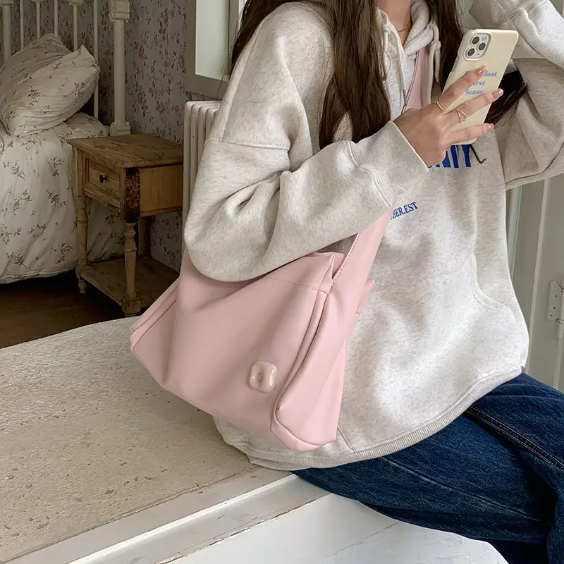 Pink Large Capacity Student Commuting Tote Bag - Image 6